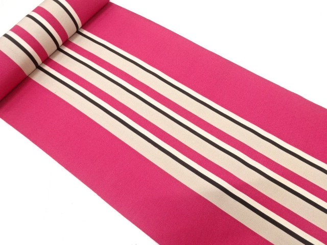 JAPANESE KIMONO / ANTIQUE BOLT FOR HASSUN OBI / WOVEN STRIPE